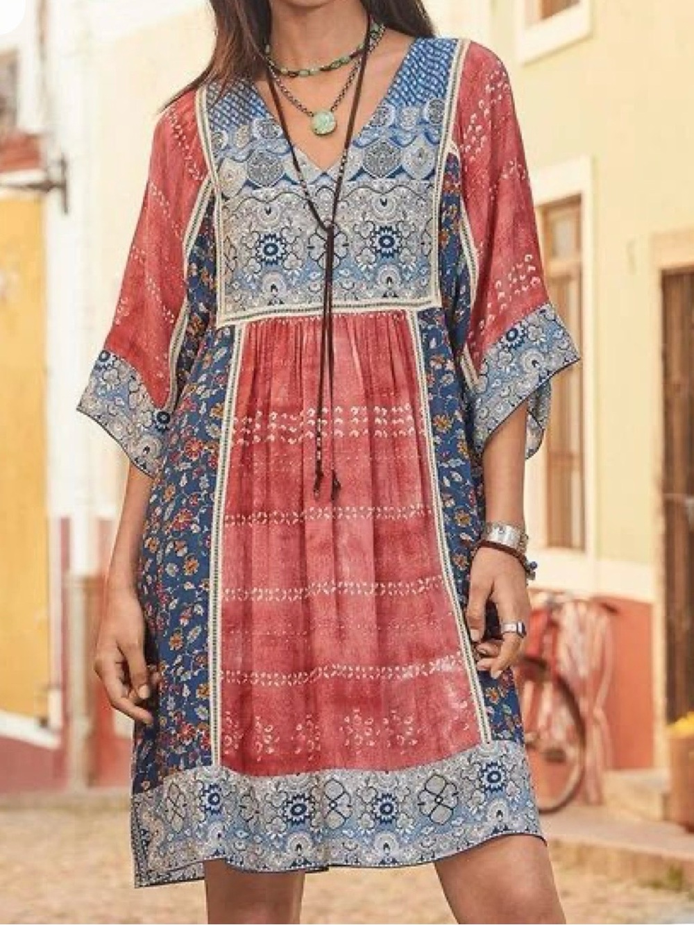 Sundance My Favorite Dress Boho Hippie Patchwork Casual Summer‎ Travel Print XS